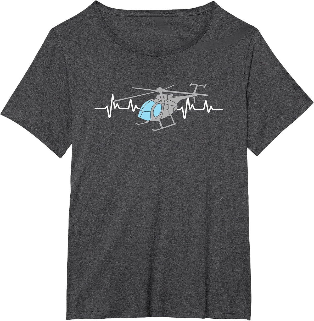 MD 500 Helicopter Pilot Heartbeat Hughes Fly T-Shirt - Dark Heather Grey