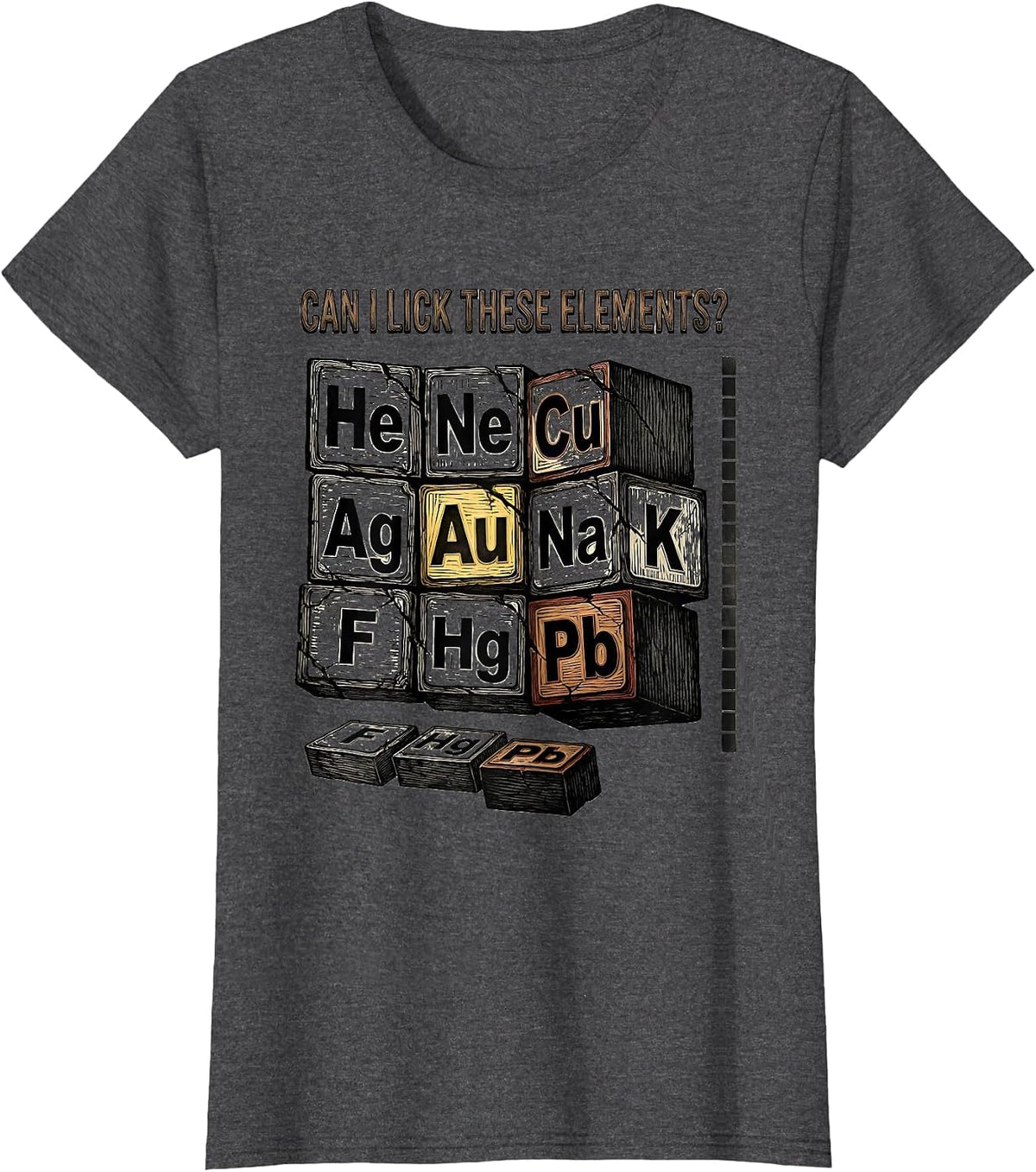 Women's Can I Lick These Elements Funny Periodic Table Science T-Shirt - Dark Heather Grey