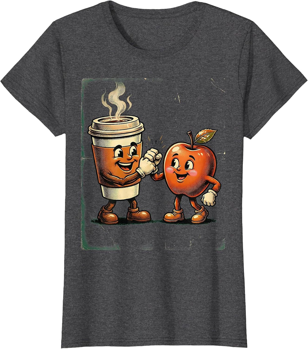 Women's Friyay Teacher Coffee Cup Apple Fist Bump T-Shirt - Dark Heather Grey