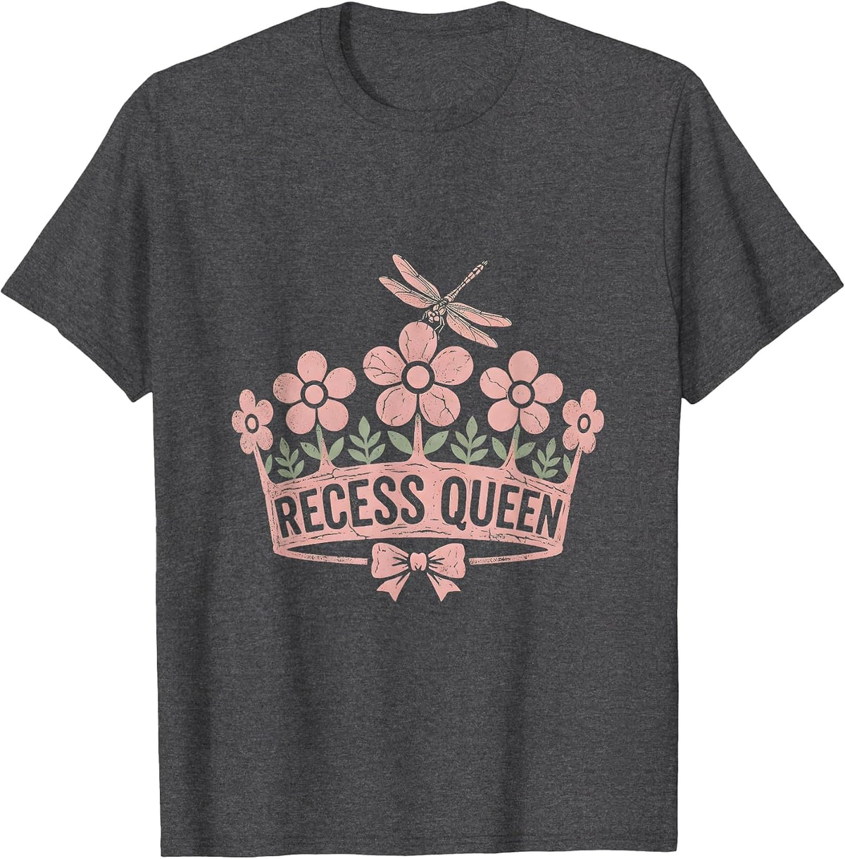 Recess Queen 4th Grade School Design T-Shirt - Dark Heather Grey