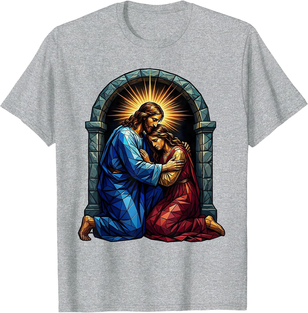 Men's Jesus Comforting Weeping Woman at the Tomb T-Shirt - Heather Grey
