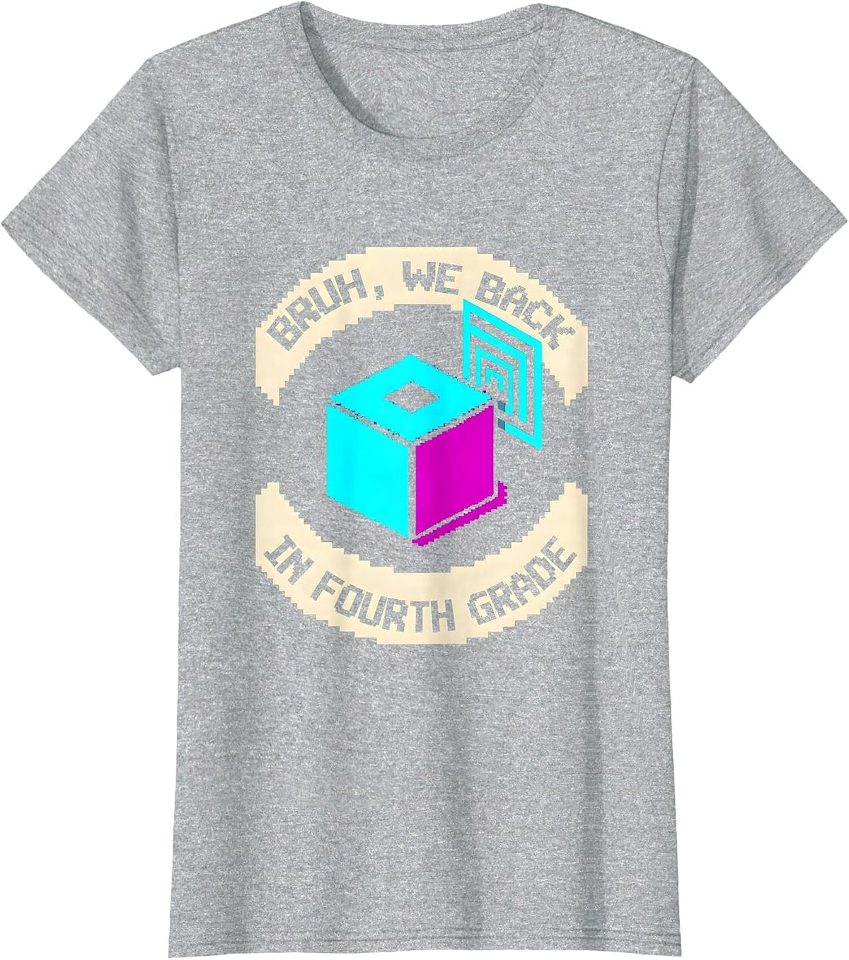 Bruh We Back In Fourth Grade Funny Pixel Art Back To School T-Shirt - Heather Grey