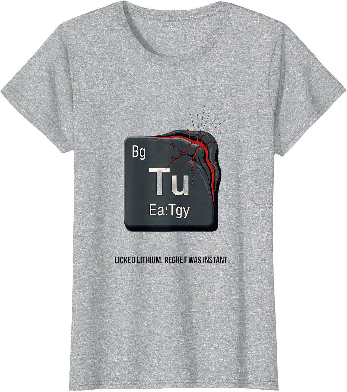 Licked Lithium Regret Was Instant Funny Periodic Table T-Shirt - Heather Grey