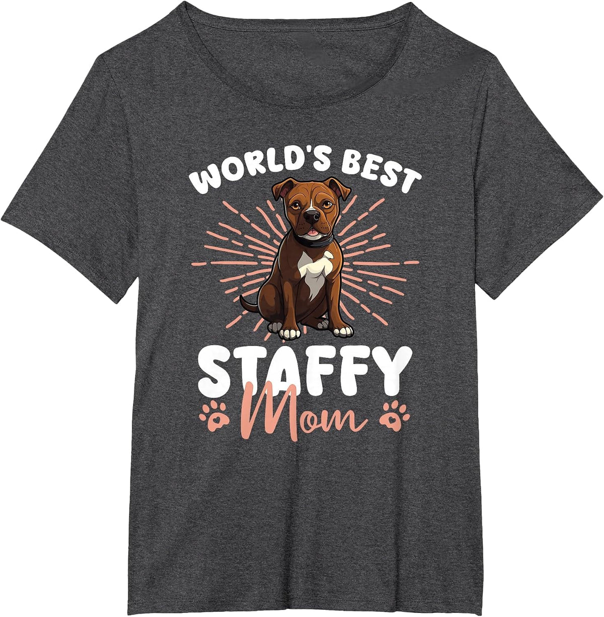American Staffordshire Terrier World's Best Staffy Mom T-Shirt - Dark Heather Grey