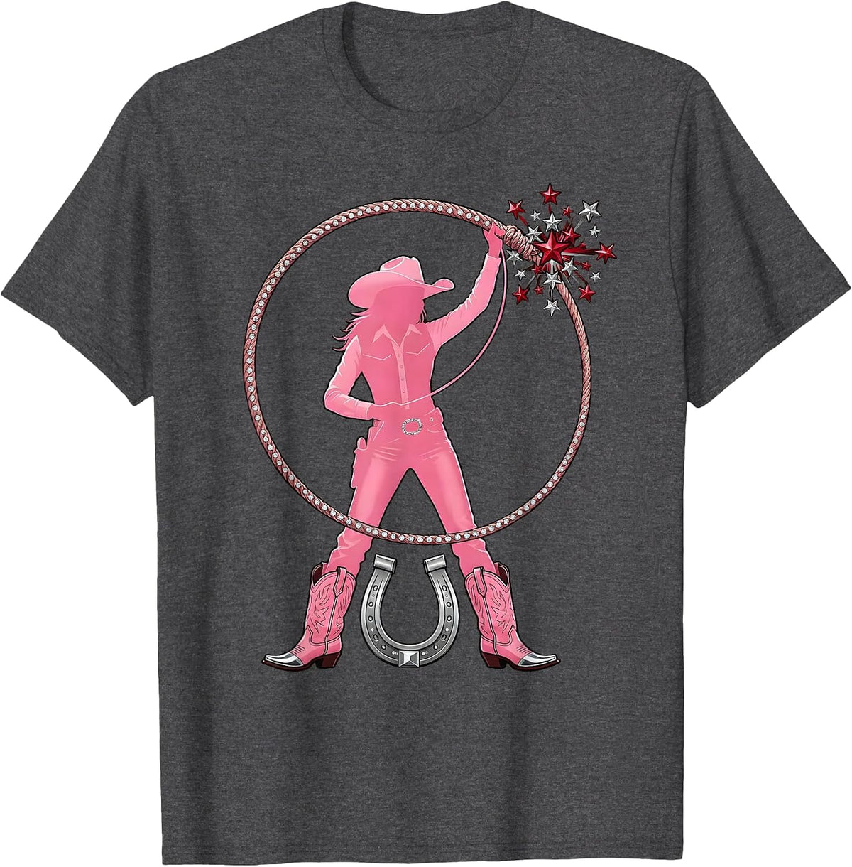 Lasso Throw Desert Sky Cowboy Graphic T-Shirt - Dark Heather Grey