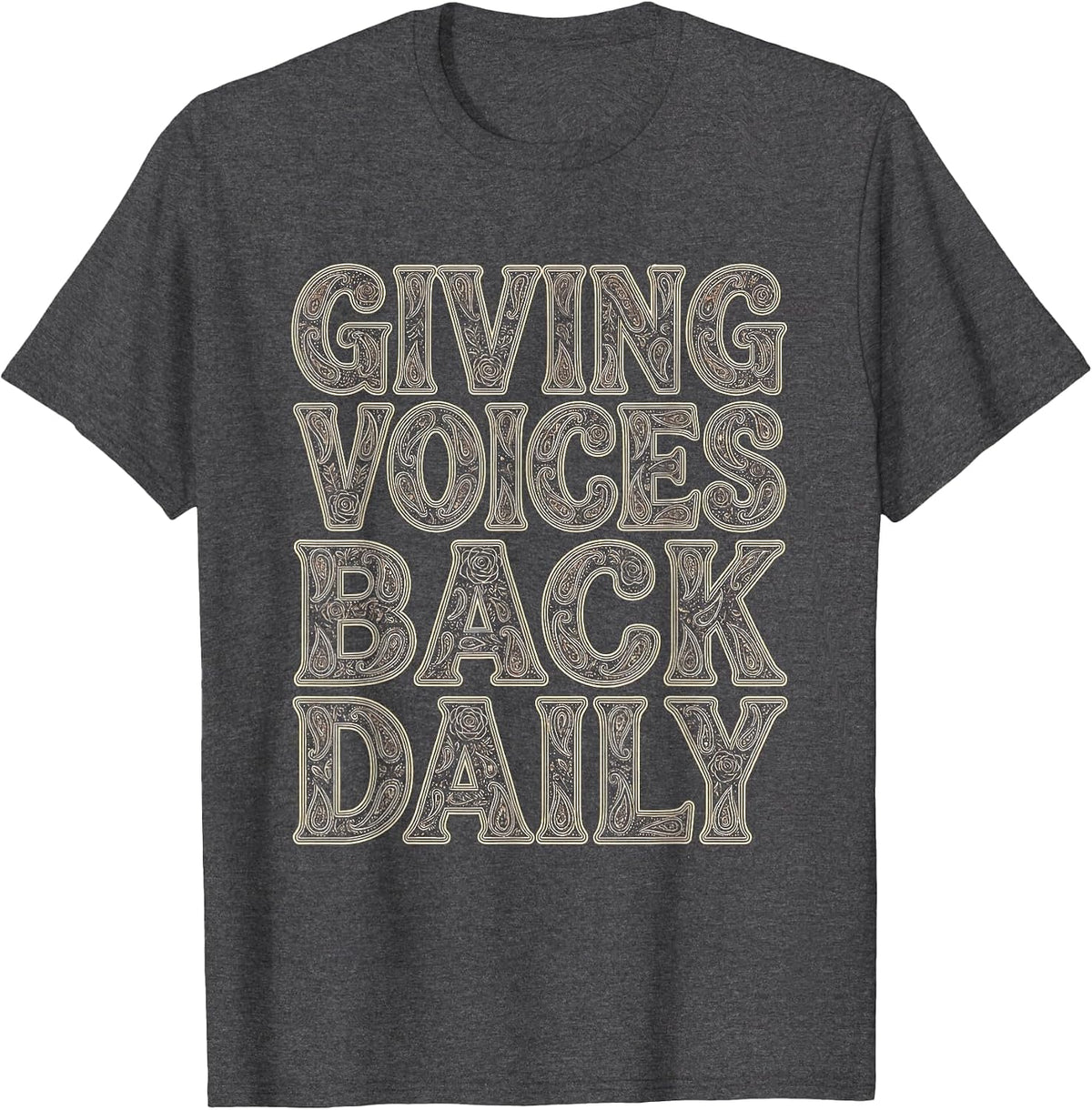 Men's Giving Voices Back Daily Speech Therapy Design T-Shirt - Dark Heather Grey