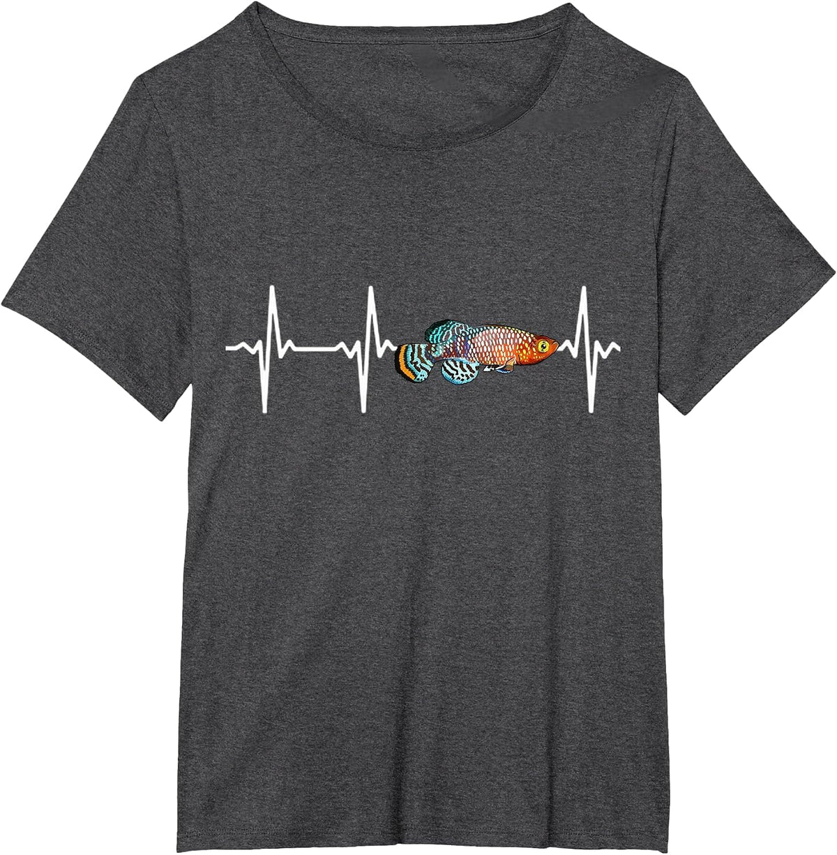Killifish Heartbeat for Fishkeeping Aquarium Lovers T-Shirt - Dark Heather Grey