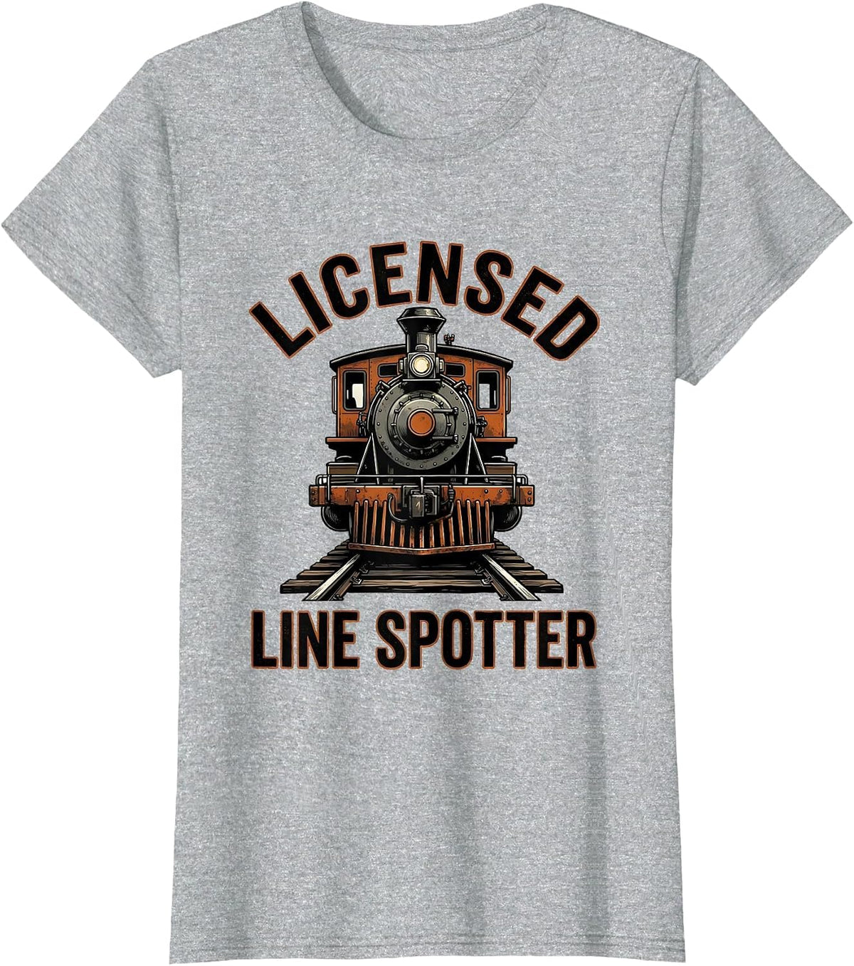 Licensed Line Spotter Funny Train Enthusiast Conductor Humor T-Shirt - Heather Grey