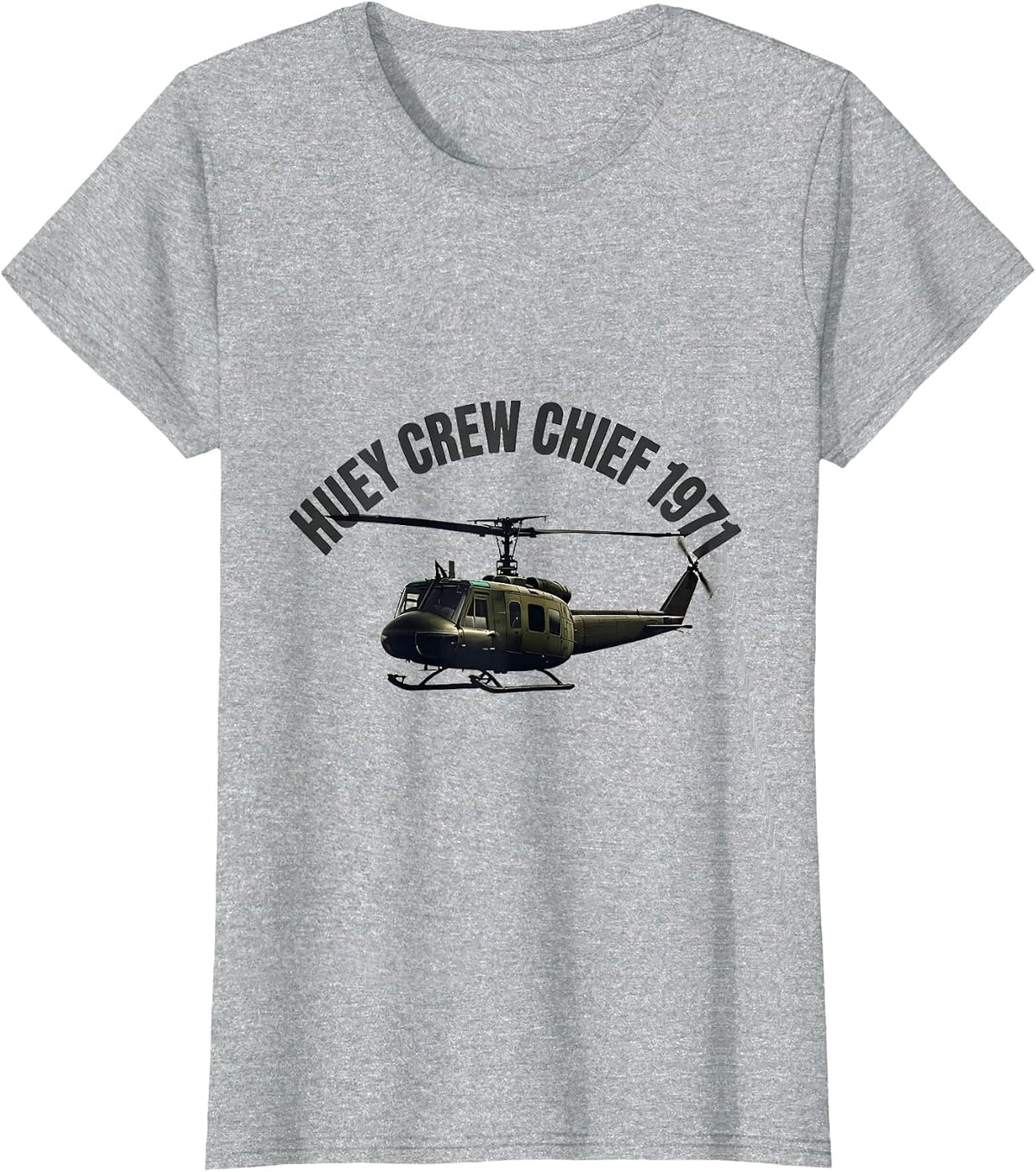 Women's Huey Crew Chief 1971 Military Helicopter Pilot Vietnam T-Shirt - Heather Grey