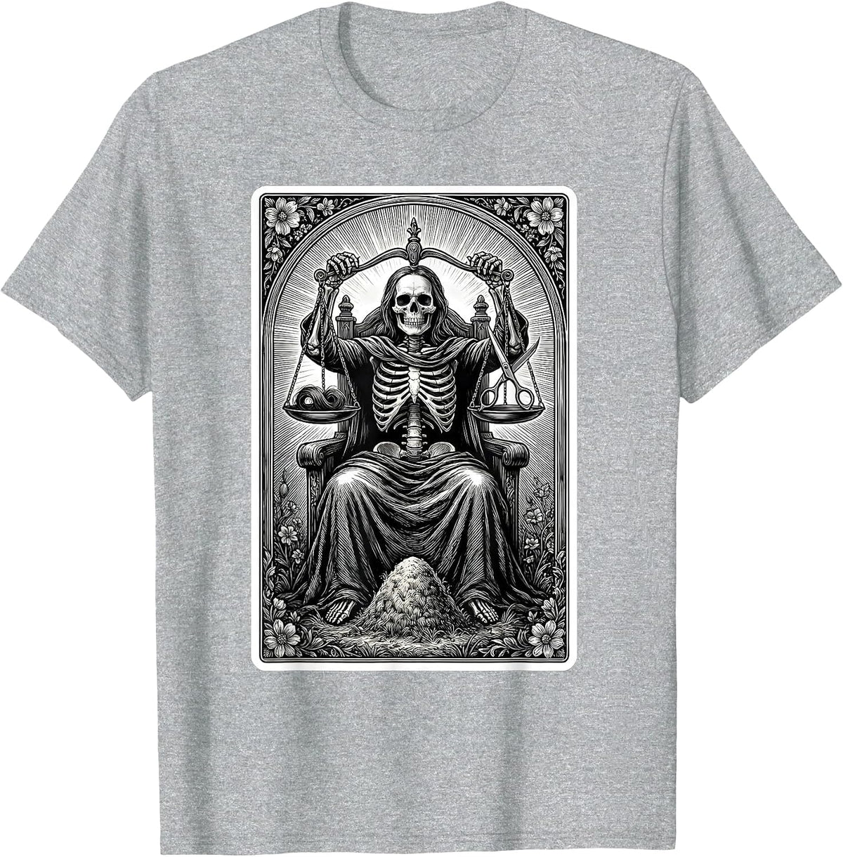 Men's Skeleton Hairstylist Barber Halloween Humor T-Shirt - Heather Grey