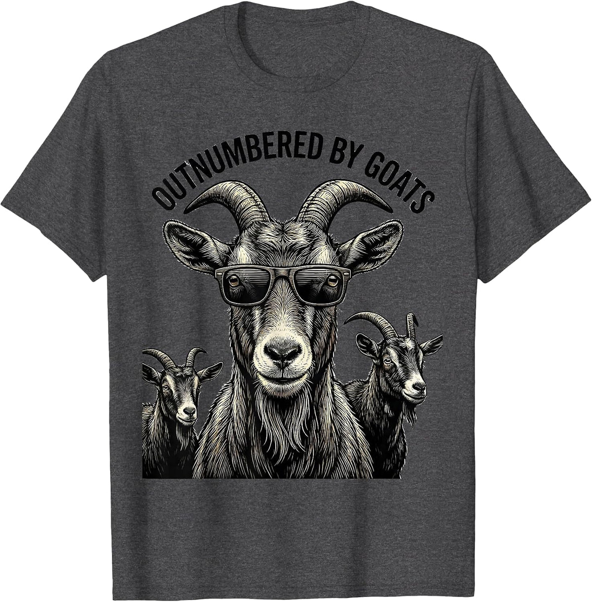 Men's Outnumbered By Goats Funny Goat Lover Novelty Humor T-Shirt - Dark Heather Grey