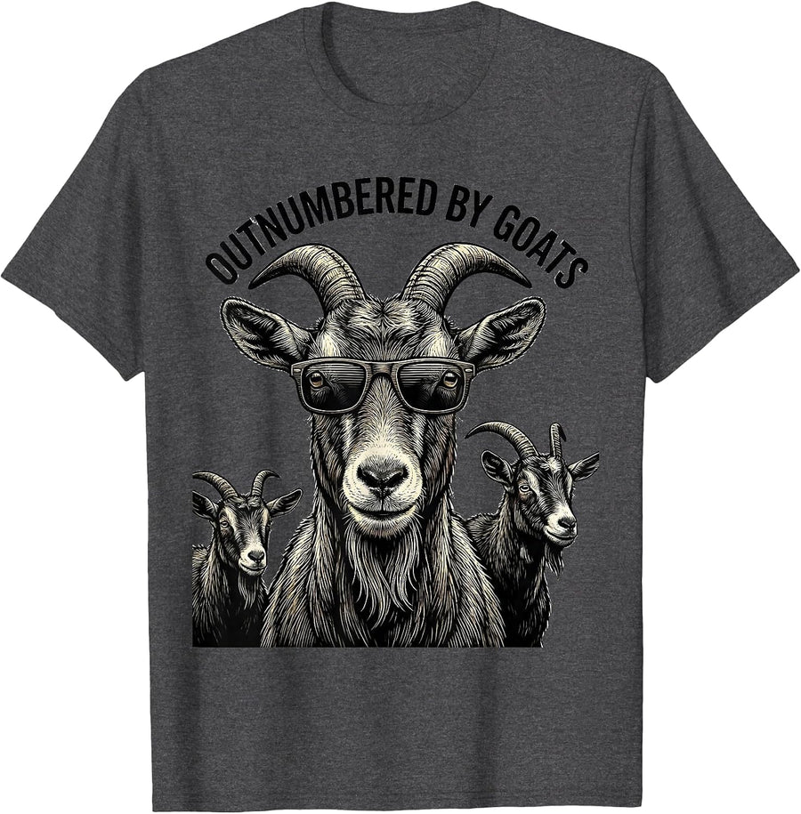 Men's Outnumbered By Goats Funny Goat Lover Novelty Humor T-Shirt - Dark Heather Grey