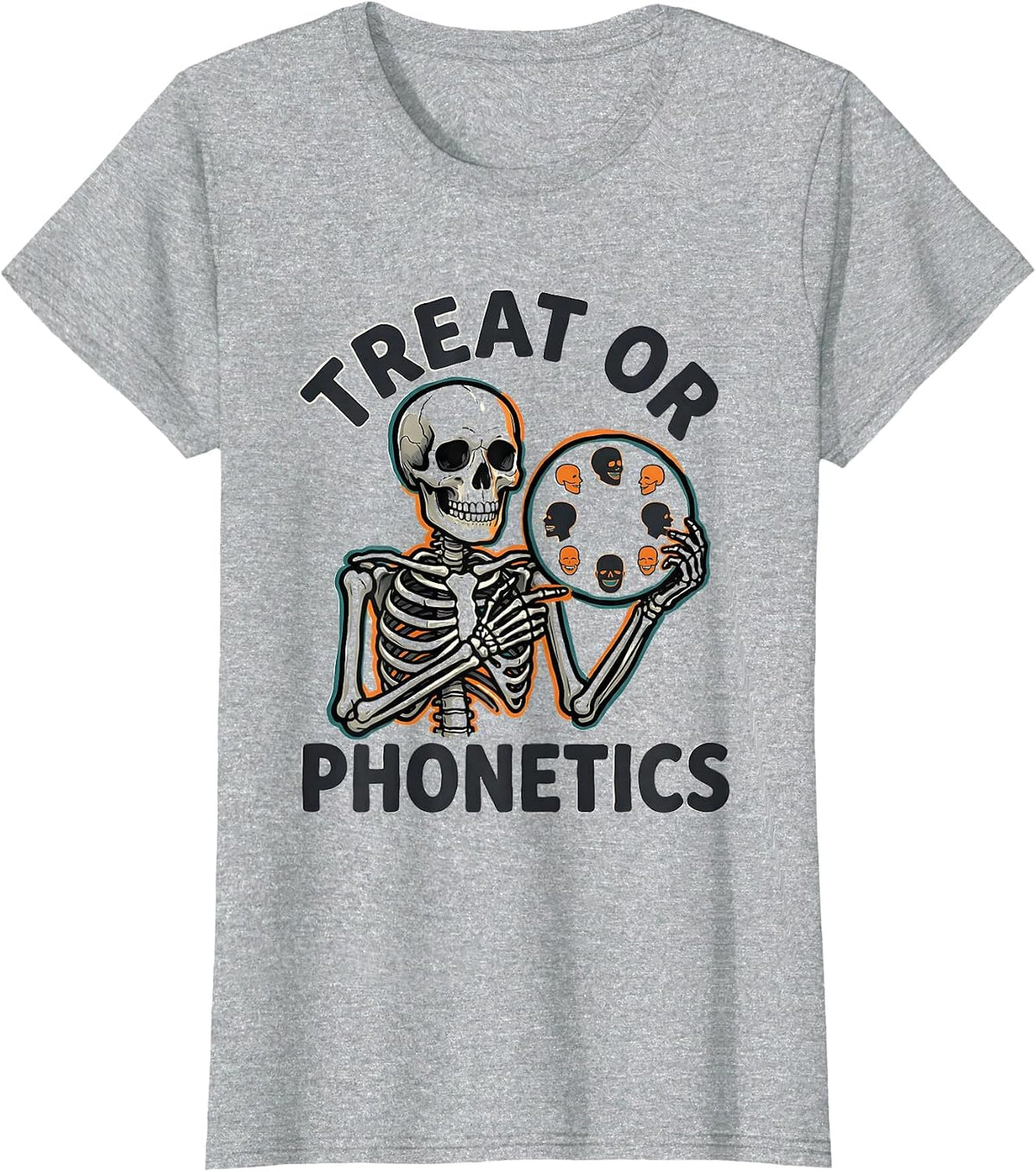 Treat Or Phonetics Funny Halloween Speech Therapy SLP T-Shirt - Heather Grey