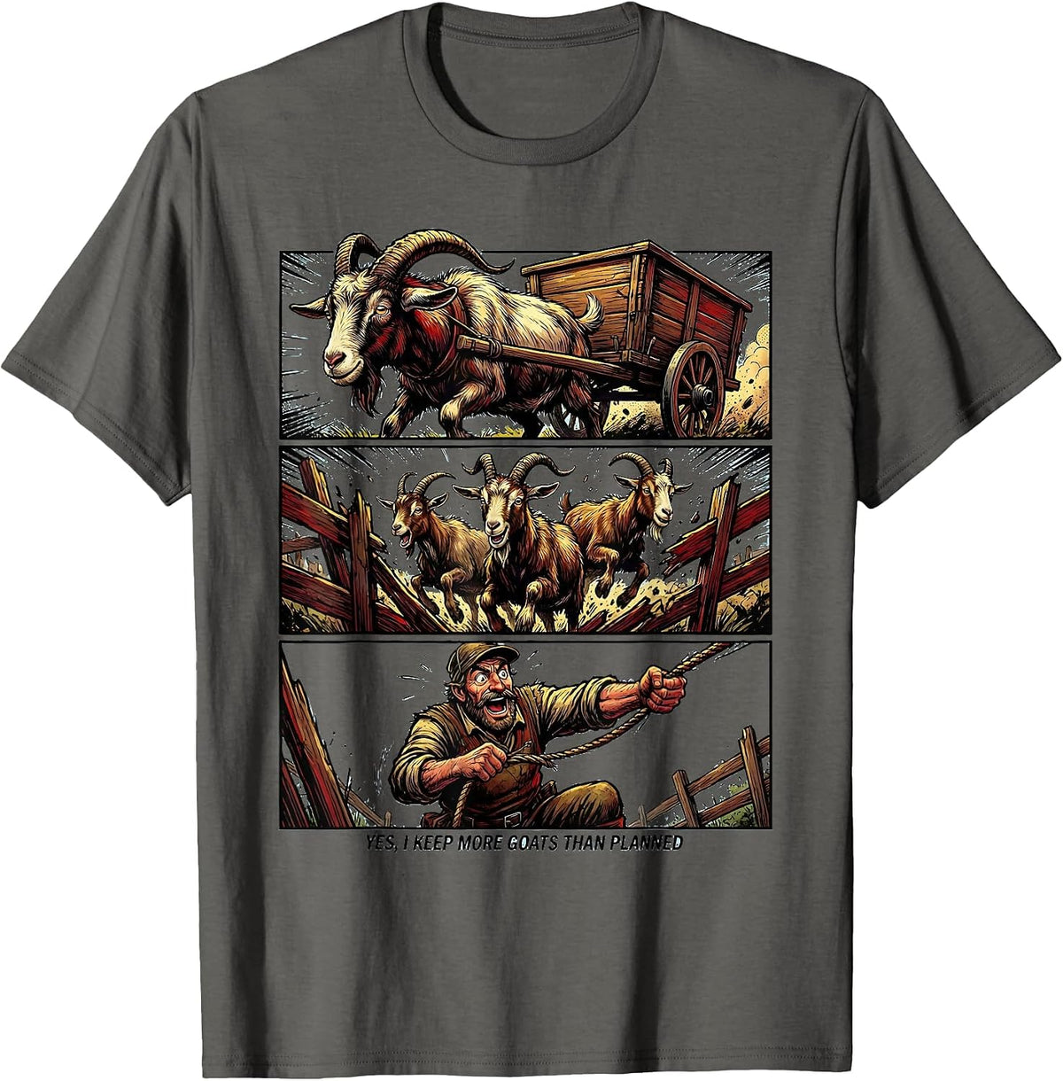 Men's Yes I Keep More Goats Than Planned Funny Goat Lover Comic T-Shirt - Asphalt Grey