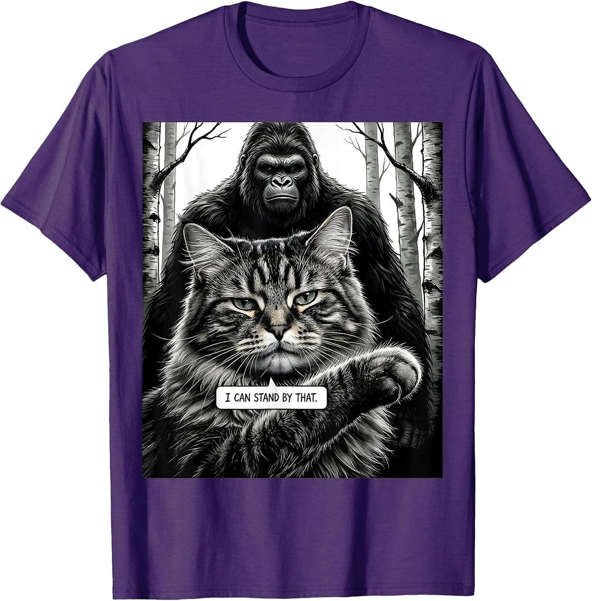 I Can Stand By That Funny Norwegian Forest Cat Sasquatch T-Shirt - Purple