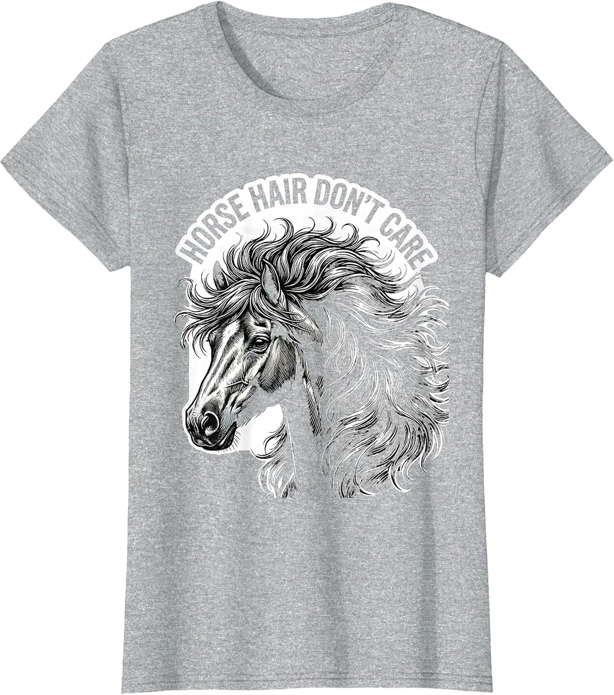 Women's Horse Hair Don't Care Funny Equestrian Design T-Shirt - Heather Grey