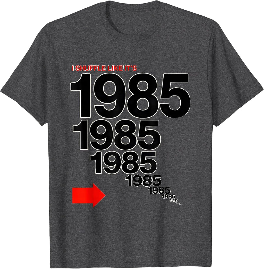 Men's I Shuffle Like It’s 1985 Funny Retro Vintage 80s Nostalgia T-Shirt - Dark Heather Grey