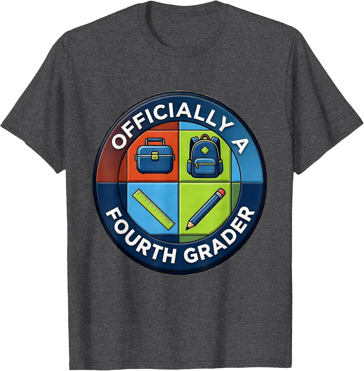 Men's Officially A Fourth Grader Back to School Fourth Grade Pride T-Shirt - Dark Heather Grey