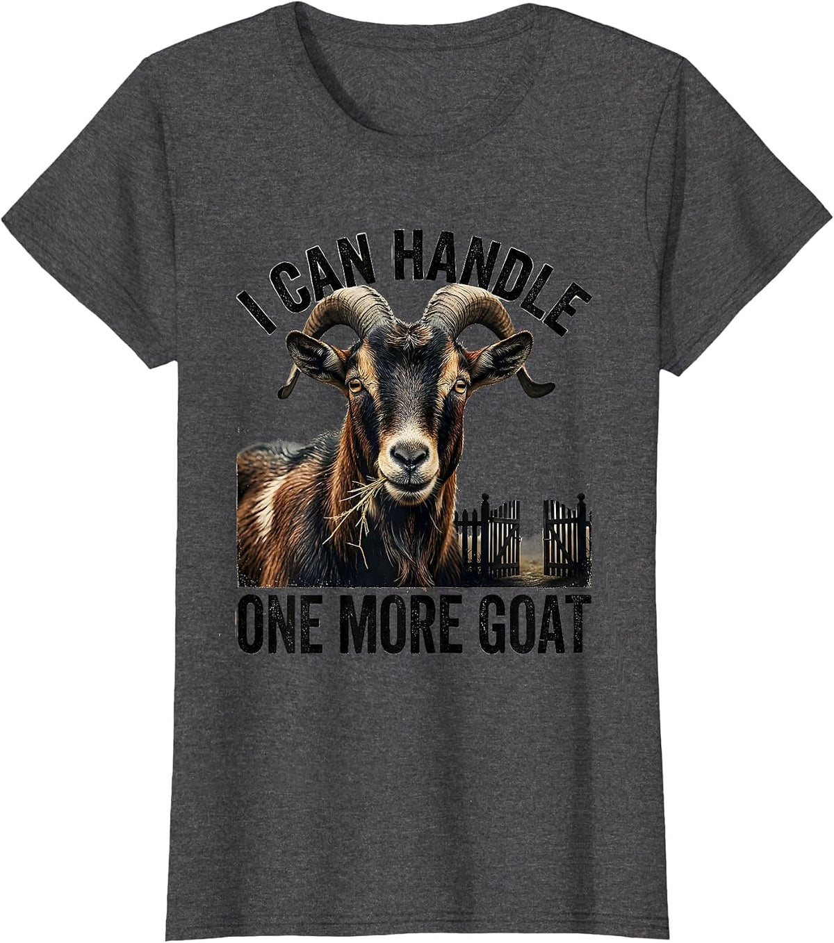 Women's I Can Handle One More Goat Funny Goat Lover Farmer Gift T-Shirt - Dark Heather Grey