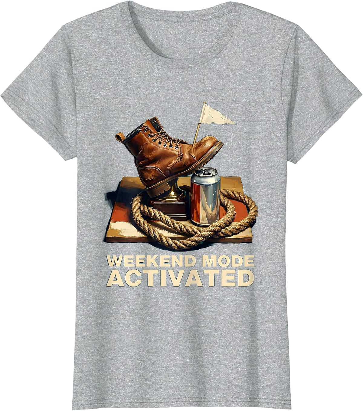Weekend Mode Activated Labor Day Graphic T-Shirt, Women, Heather Grey, Medium - As Pictured