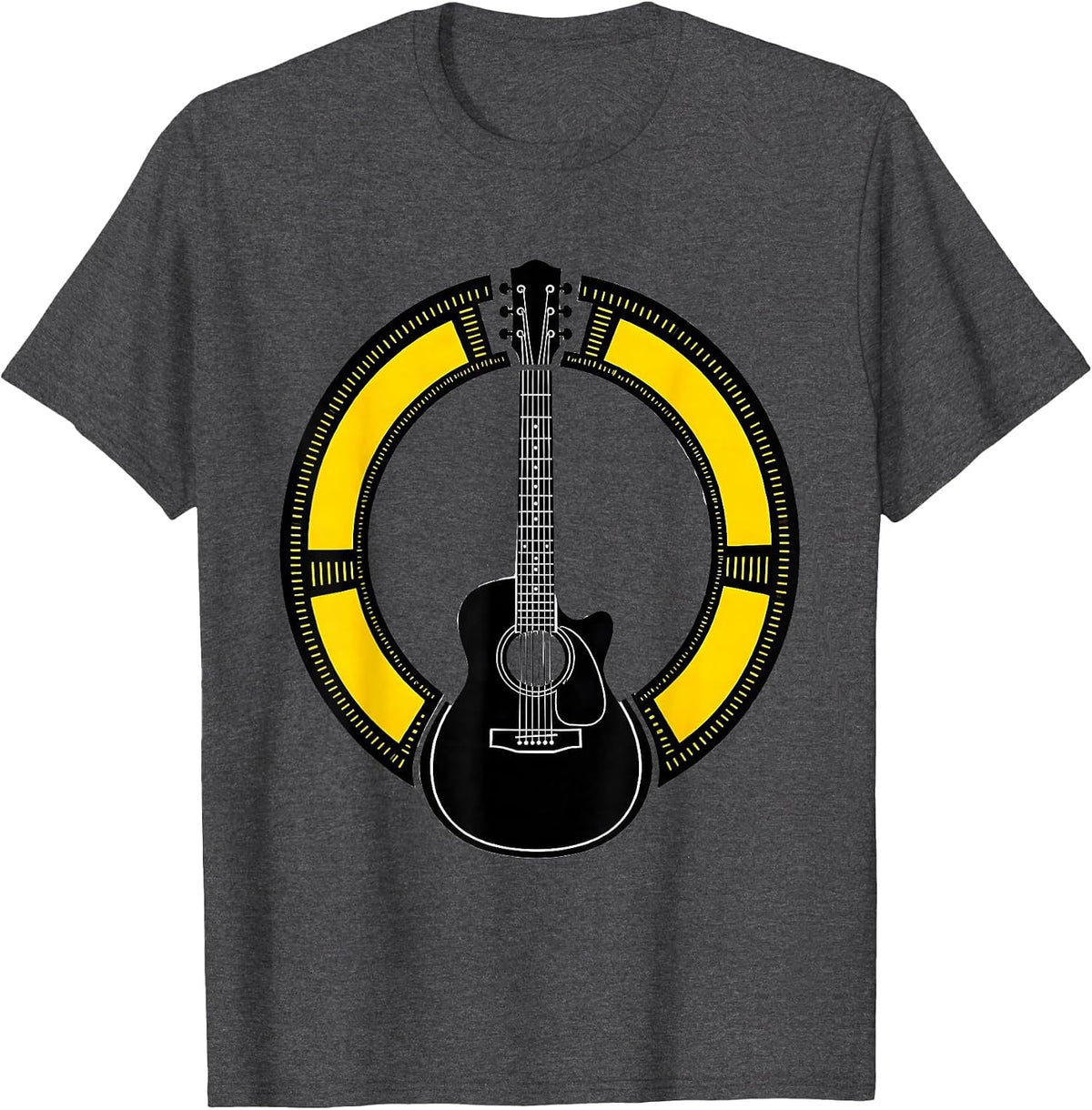 Men's Stencil Guitar Schematic Musician Inner Monologue Deadpan T-Shirt - Dark Heather Grey