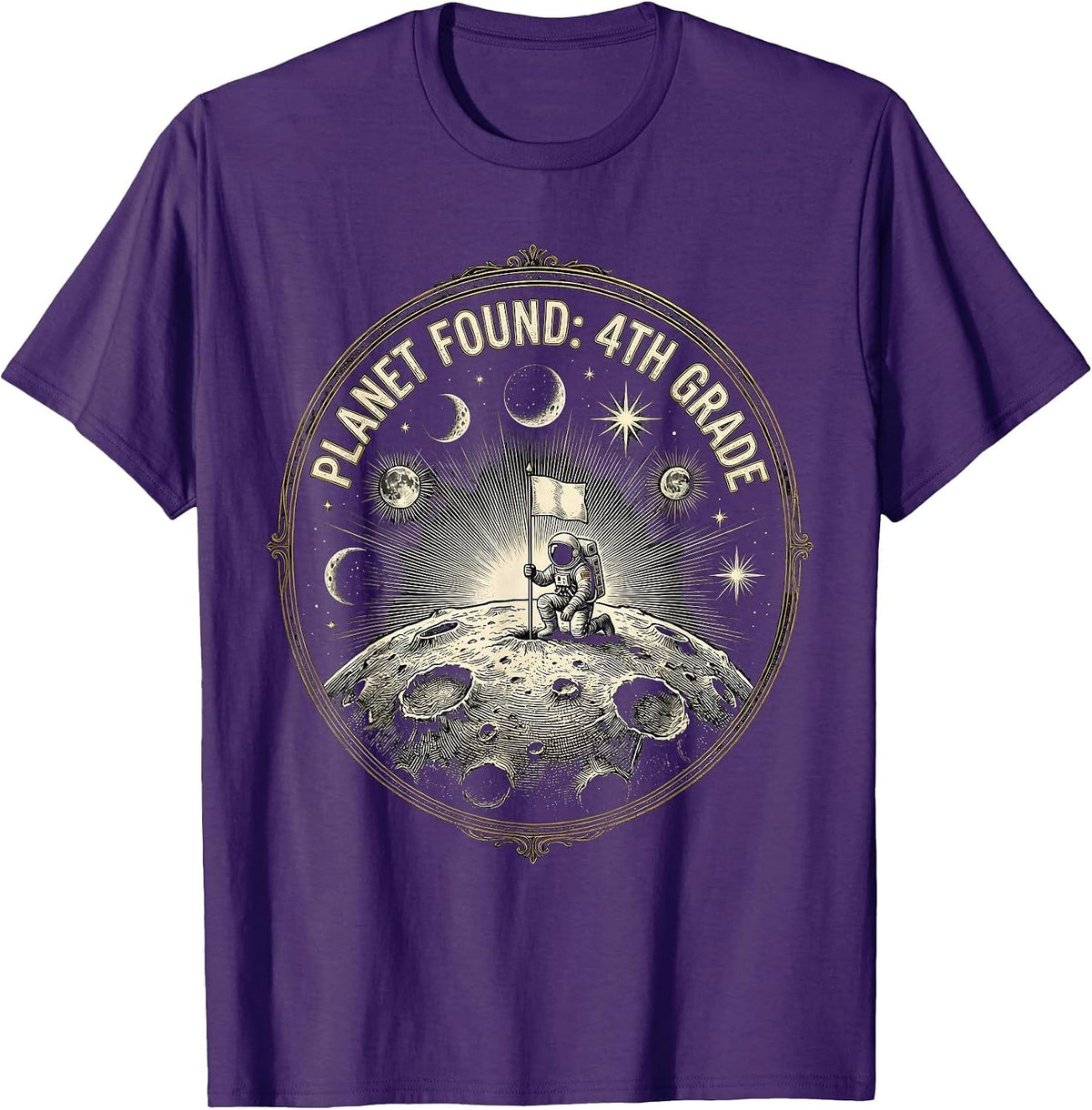 Planet Found: 4th Grade Cute Astronaut Back To School T-Shirt - Purple