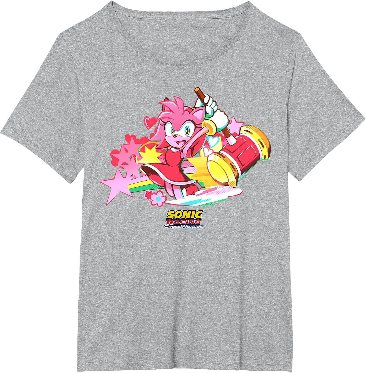 Sonic Racing CrossWorlds - Amy Decal T-Shirt - Heather Grey