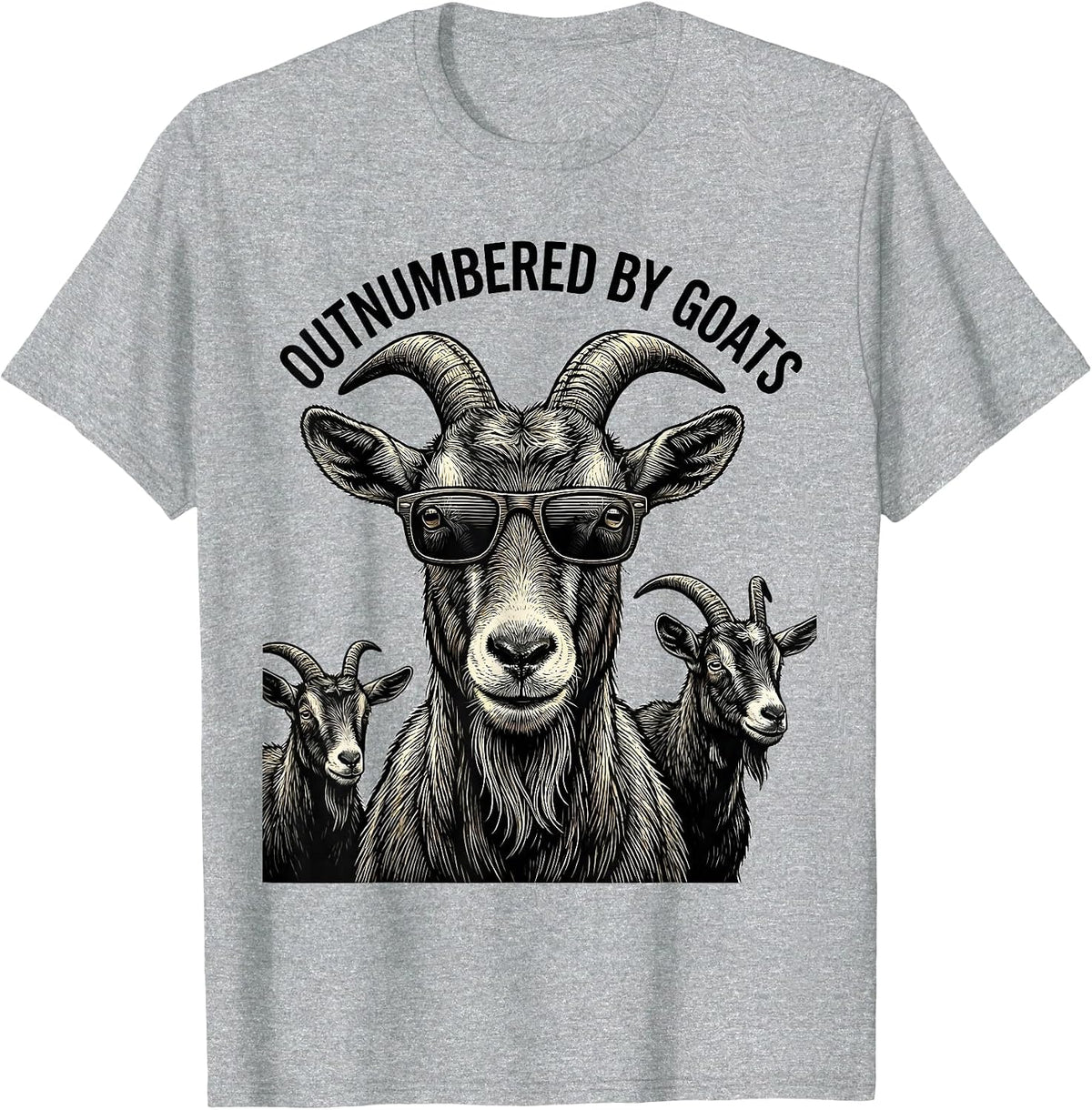 Men's Outnumbered By Goats Funny Goat Lover Novelty Humor T-Shirt - Heather Grey