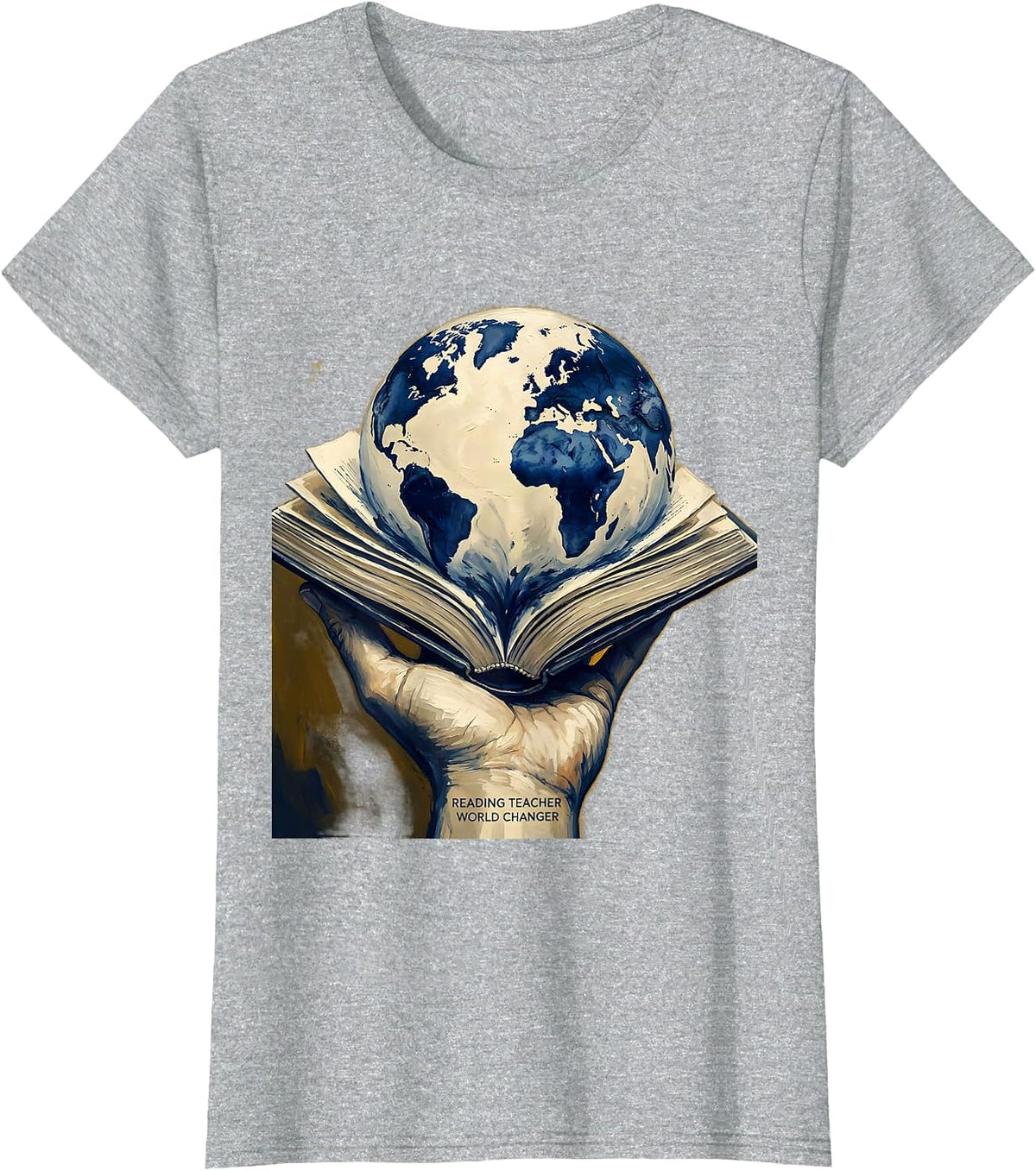 Reading Teacher World Changer Educator Design T-Shirt - Heather Grey