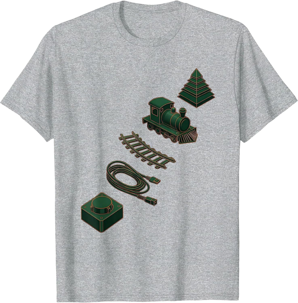 Men's Exploded Train And Tree Kit Vintage Model Railroad T-Shirt - Heather Grey