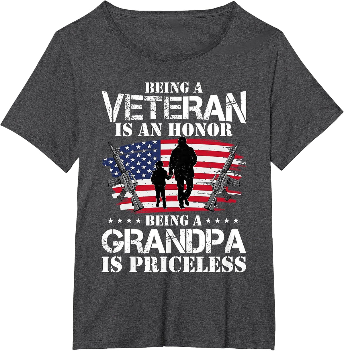 Being A Veteran is Honor Being A Grandpa is Priceless T-Shirt - Dark Heather Grey