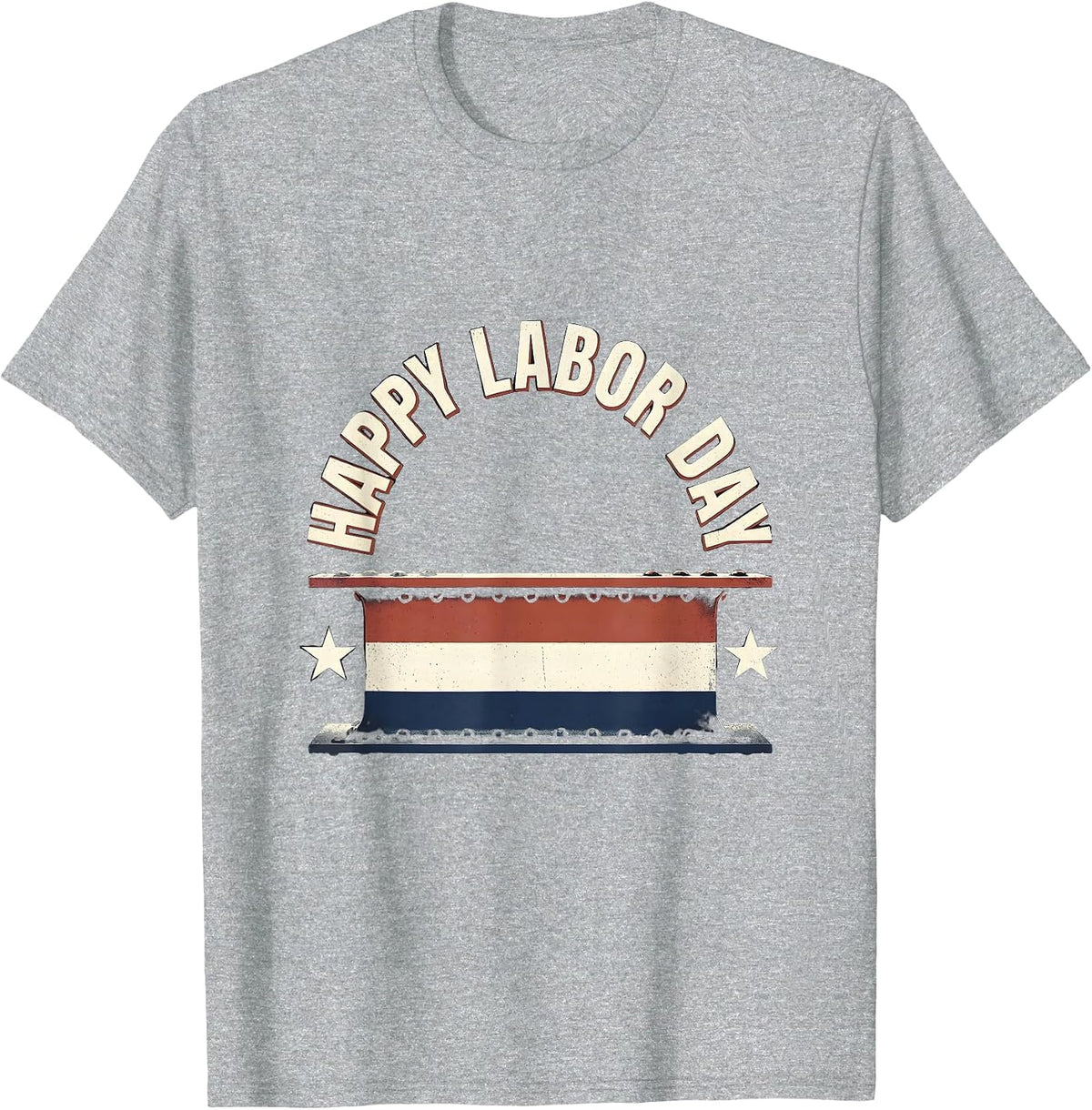 Men's Happy Labor Day Patriotic Union Pride Screenprint Poster T-Shirt - Heather Grey