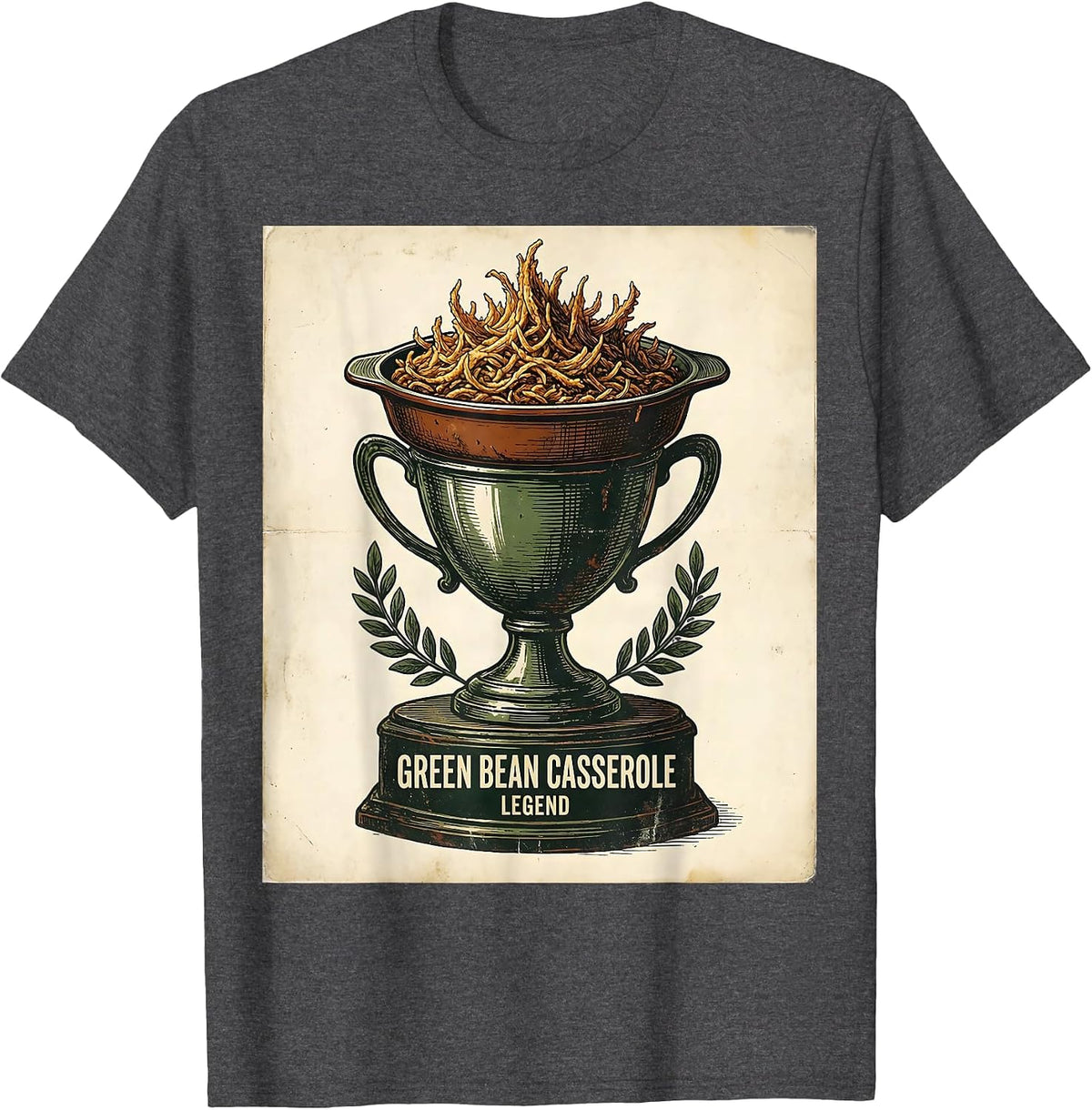 Green Bean Casserole Legend Vintage Funny Thanksgiving T-Shirt - Dark Heather Grey