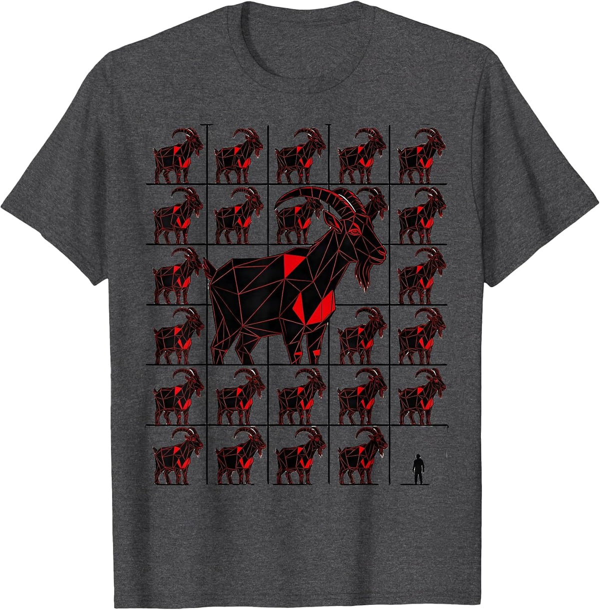 Goat Grid Art Funny Goat Lover Farmer Gift T-Shirt - Dark Heather Grey