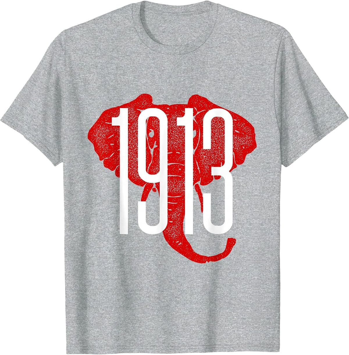GGT 1913 Bold Elephant Background College T-Shirt - Heather Grey