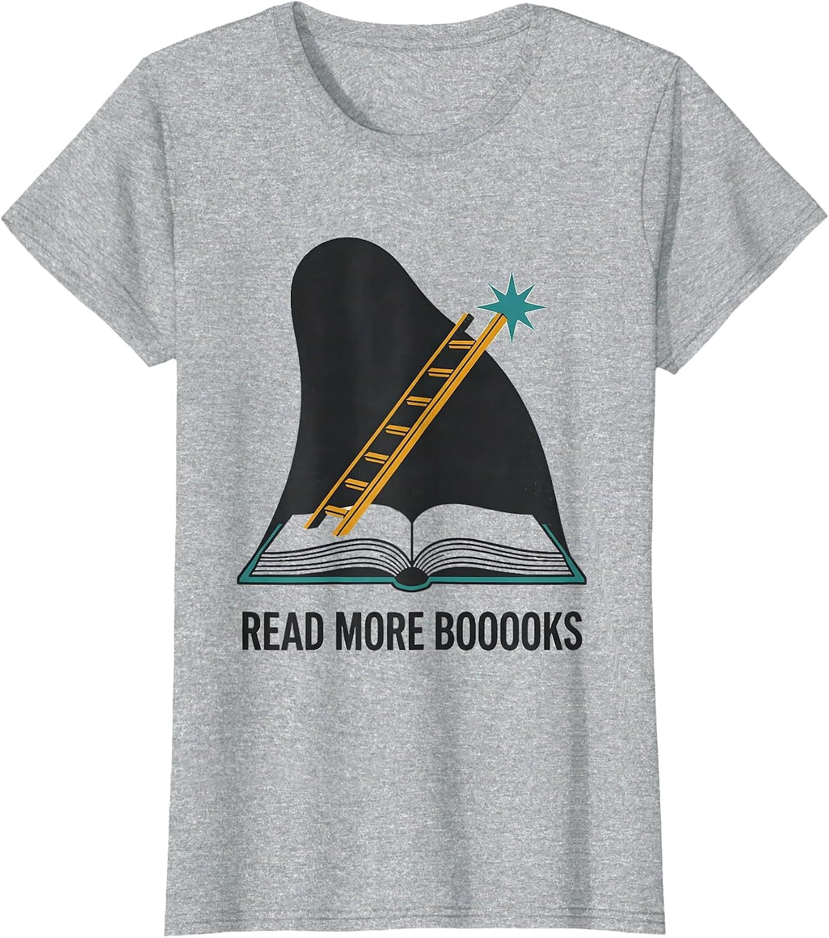Read More Booooks Midcentury Modern Ghost Book Lover T-Shirt - Heather Grey