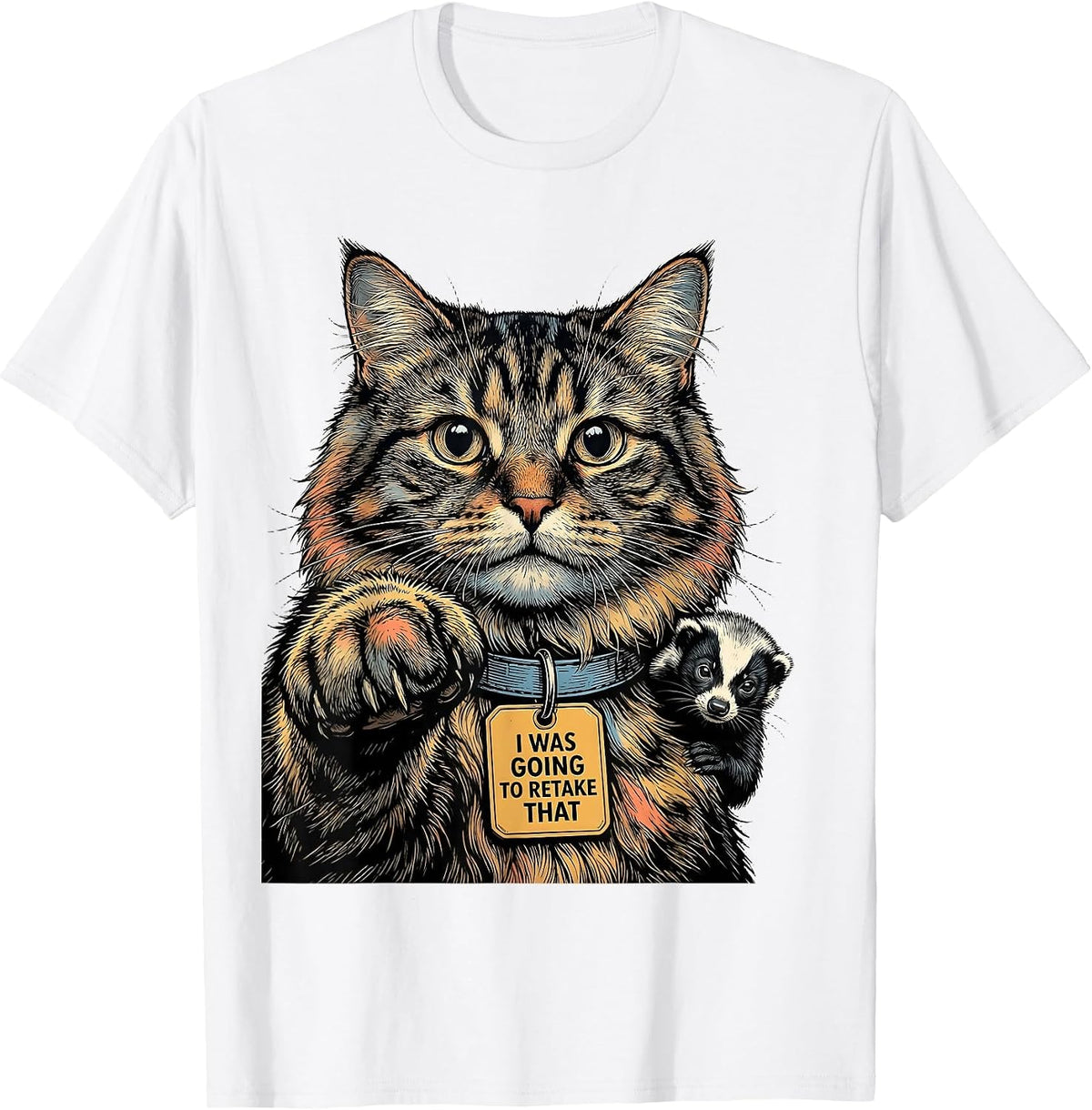 Men's I Was Going To Retake That Funny Cat Selfie Alien Cryptid T-Shirt - White