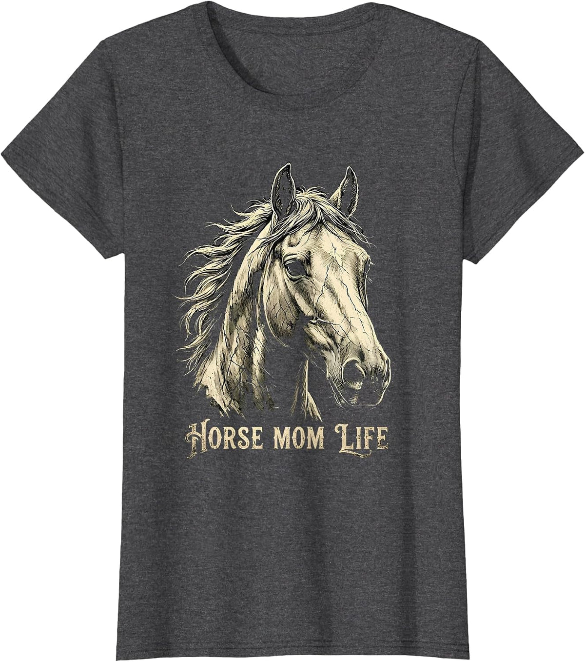 Women's Horse Mom Life Graphic Design for Equestrian Lovers T-Shirt - Dark Heather Grey