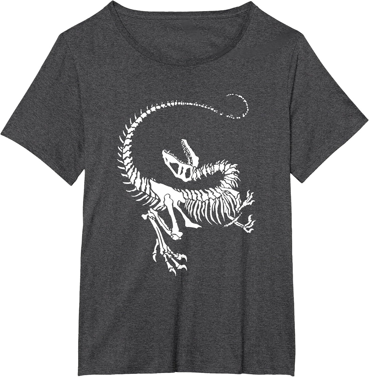 Velociraptor Dinosaur Fossil Skeleton Paleontology T-Shirt - Dark Heather Grey