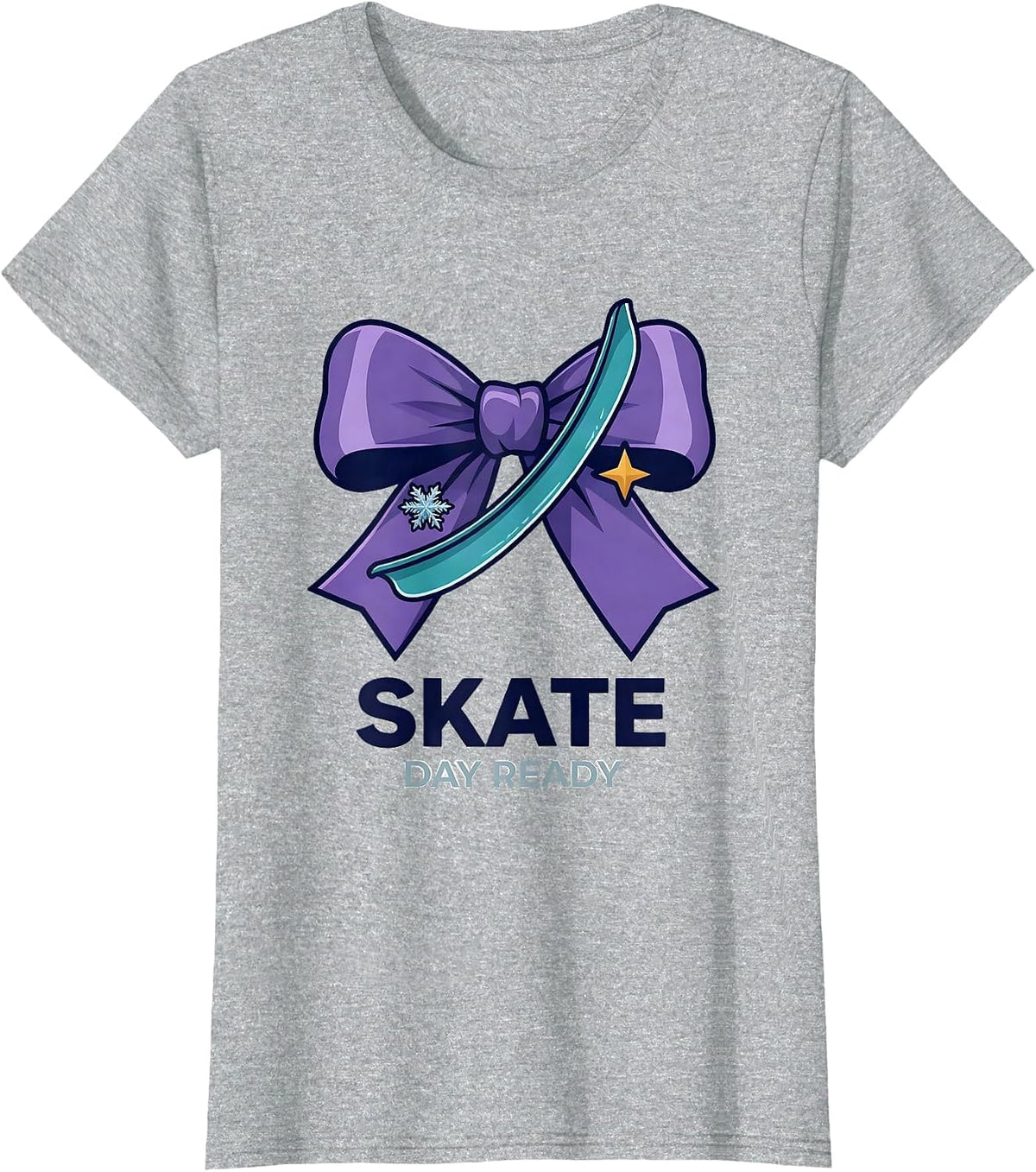 Skate Day Ready Cute Coquette Bow State Pride Girls T-Shirt - Heather Grey