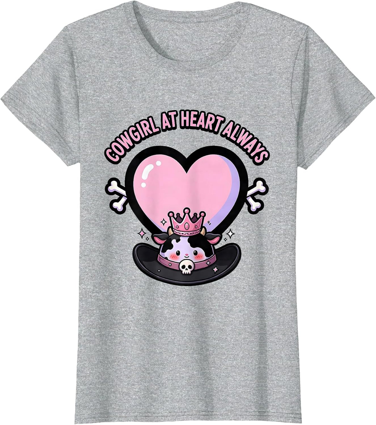 Cowgirl At Heart Always Western Spirit Design T-Shirt - Heather Grey