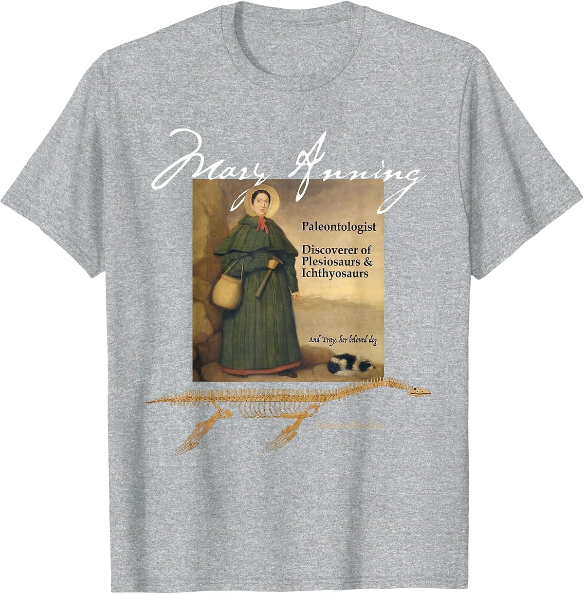 Celebrate Pioneering Paleontologist Mary Anning T-Shirt - Heather Grey