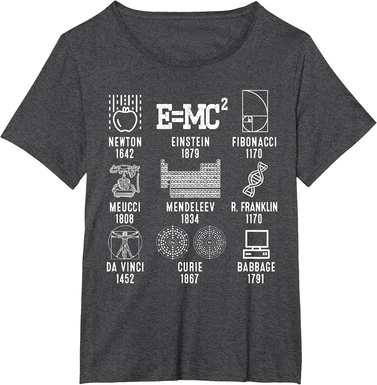 Famous Scientists Science Lovers T-Shirt - Dark Heather Grey
