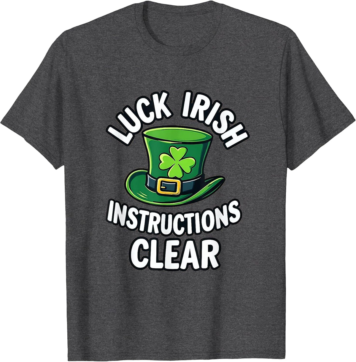 Luck Irish St. Patrick's Day Design T-Shirt - Dark Heather Grey