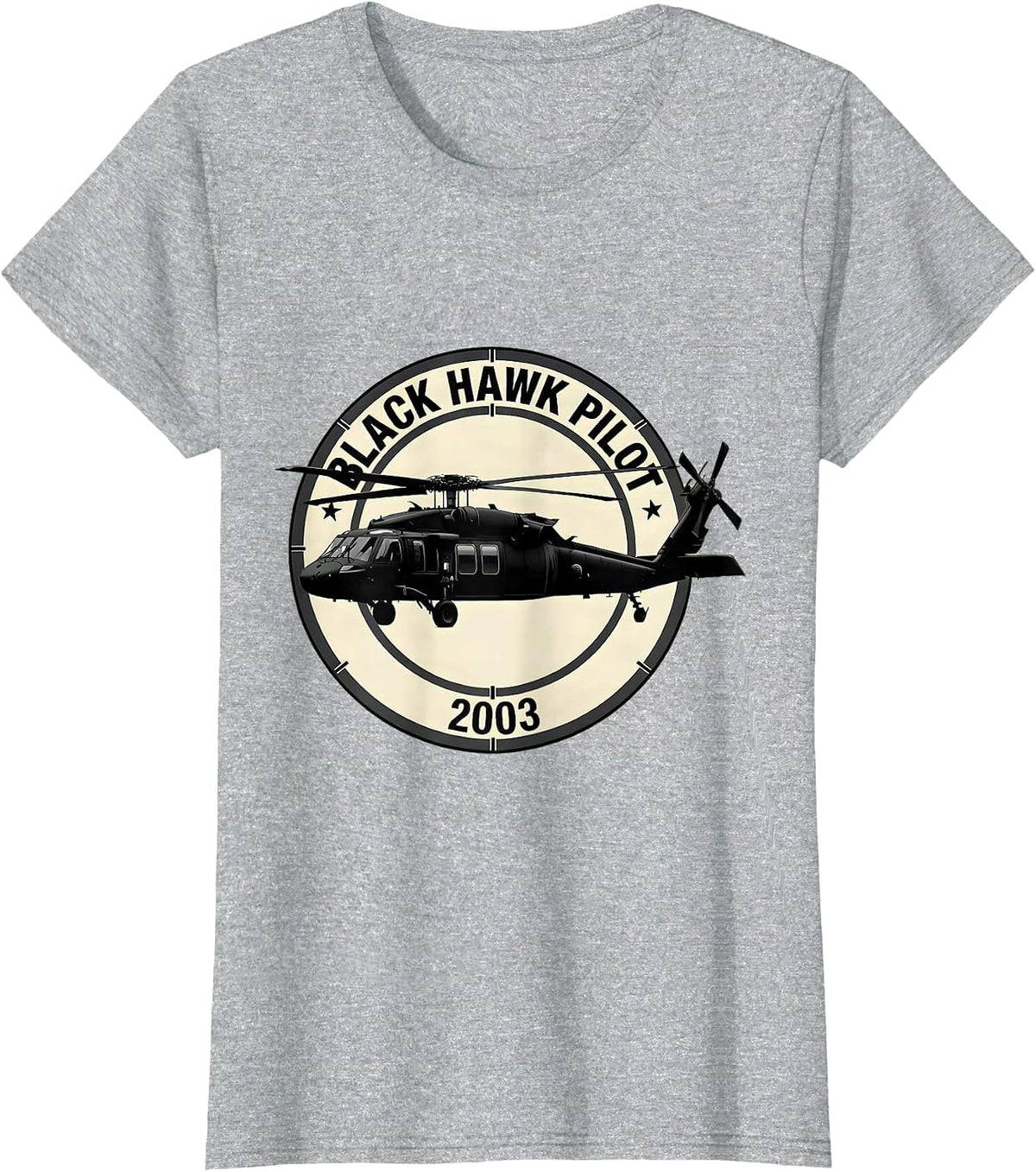 Black Hawk Pilot 2003 Military Helicopter Veteran Gift T-Shirt - Heather Grey