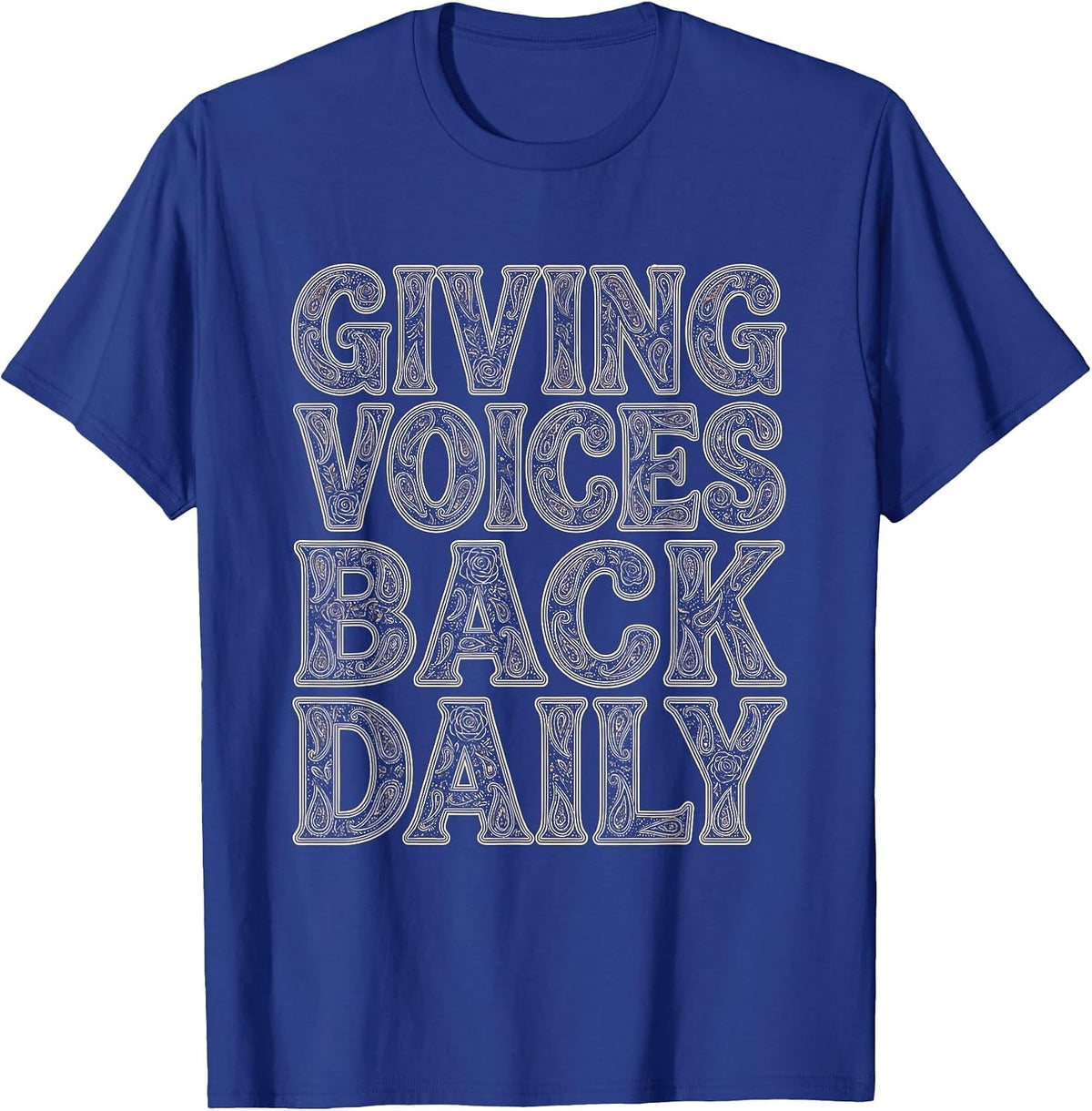 Men's Giving Voices Back Daily Speech Therapy Design T-Shirt - Royal Blue