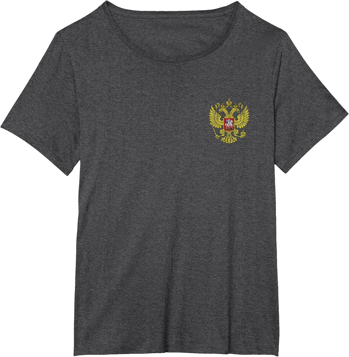 Russia Coat of ARMS Double Headed Eagle Flag Moscow T-Shirt - Dark Heather Grey