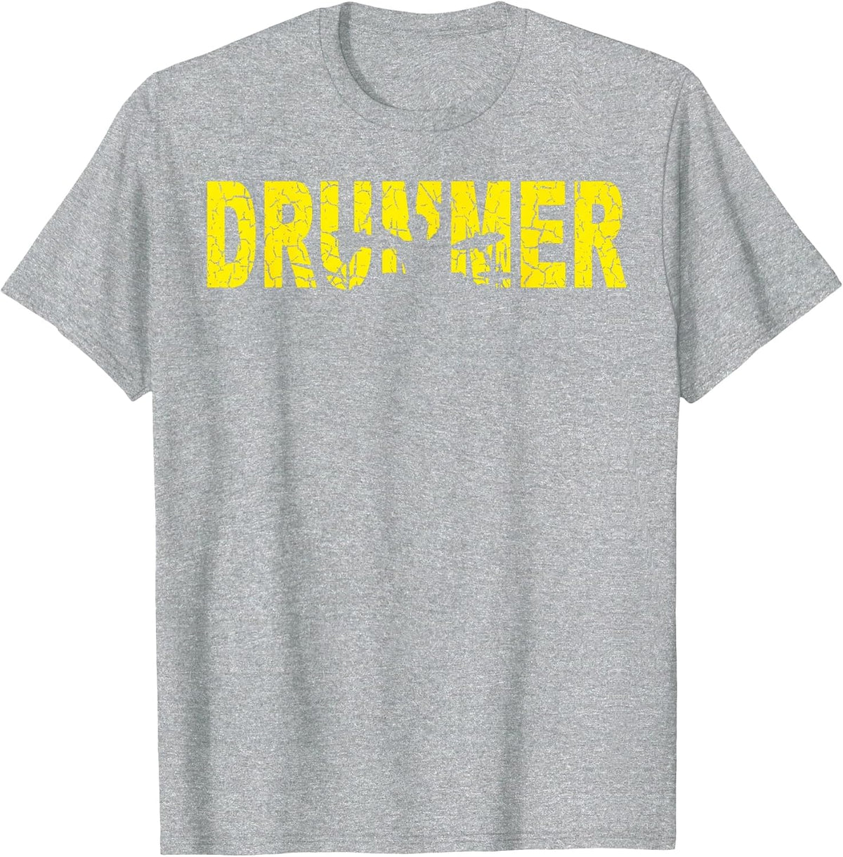 Drummer with Drumsticks in Hand Retro Drumset Old Rocker T-Shirt - Heather Grey