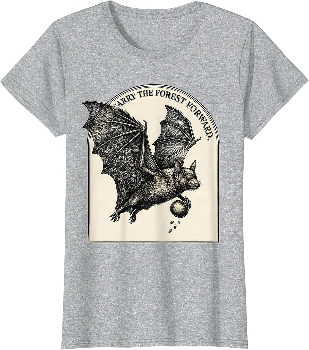 Women's Bats Carry The Forest Forward Funny Bat Lover Biology T-Shirt - Heather Grey