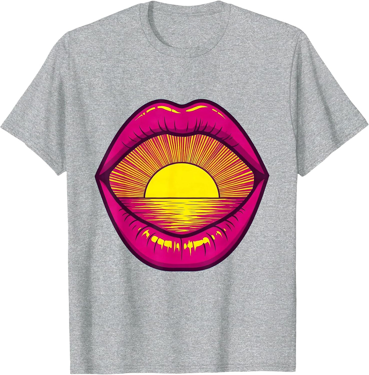 Men's Speech Therapy Sunrise Lips Illustration T-Shirt - Heather Grey